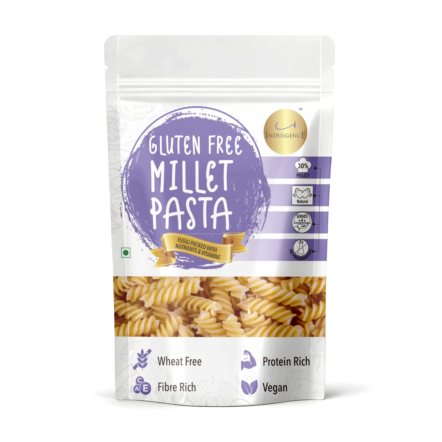 Gluten Free Millet Fusilli Pasta-No Preservatives, High Fibre, High Protein