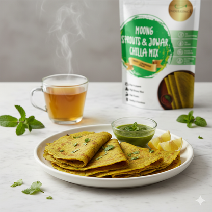 Moong Sprouts and Jowar Chila