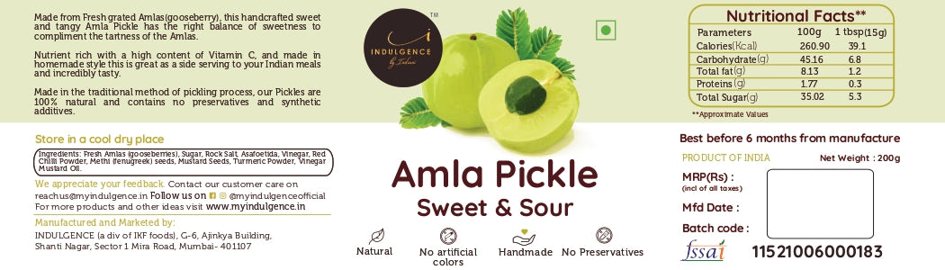 Amla Sweet & Sour Pickle 200 Gms