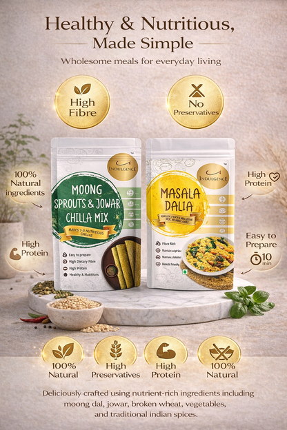 Healthy Breakfast Combo| Moong sprouts & Jowar Chilla  + Masala Dalia Mix