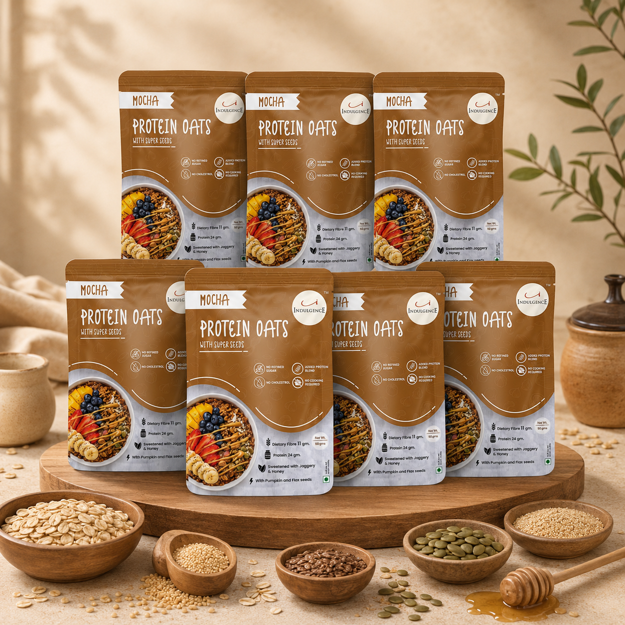 Mocha Protein Oats with Super Seeds| 24g Protein| Sweetened with Jaggery & Honey|No preservatives