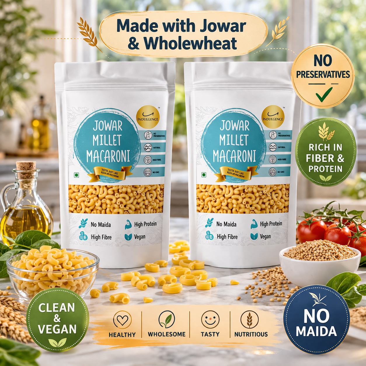 Zero Maida Jowar Millet Macaroni |No Preservatives | No MSG |High Fibre