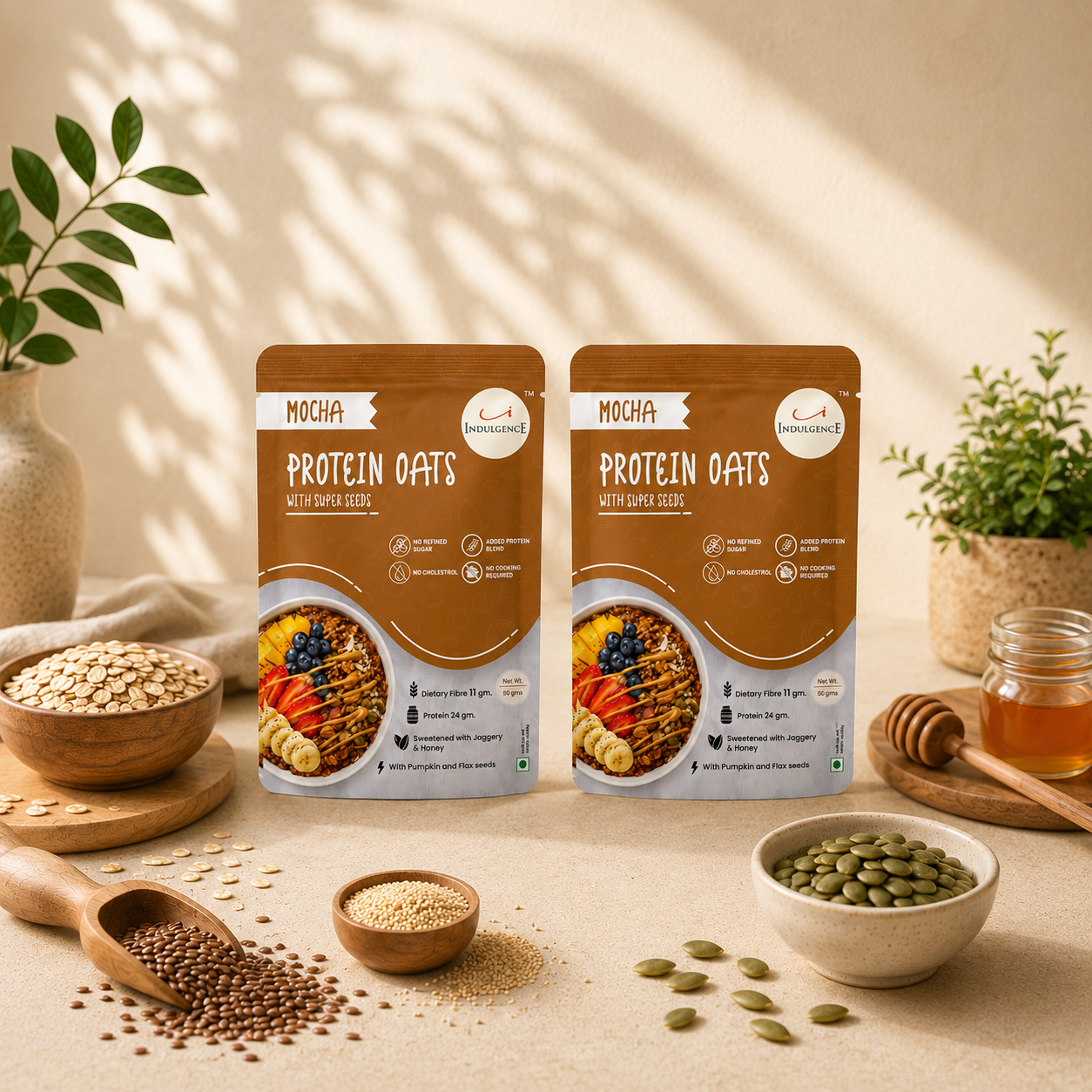 Mocha Protein Oats with Super Seeds| 24g Protein| Sweetened with Jaggery & Honey|No preservatives