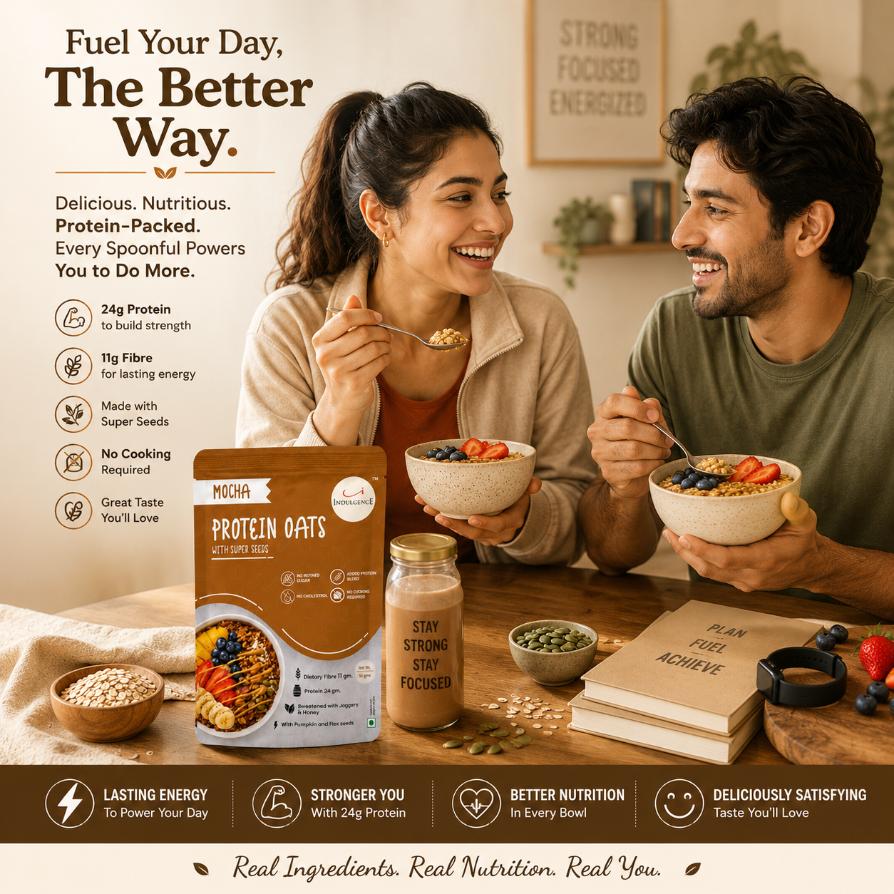 Mocha Protein Oats with Super Seeds| 24g Protein| Sweetened with Jaggery & Honey|No preservatives