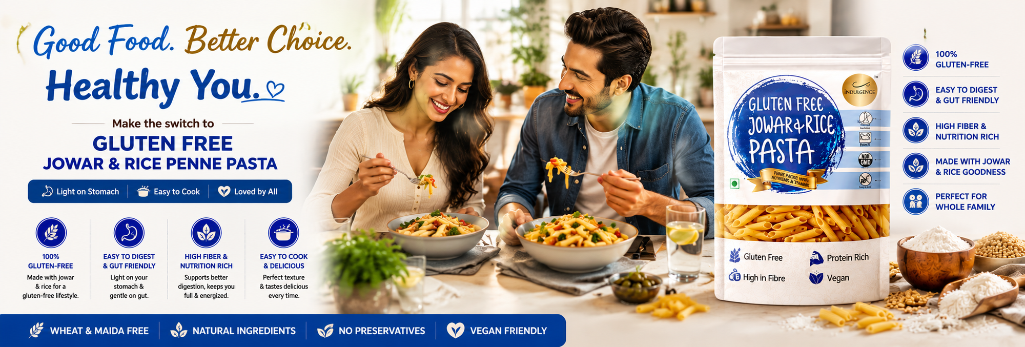Gluten Free Jowar and Rice Penne Pasta