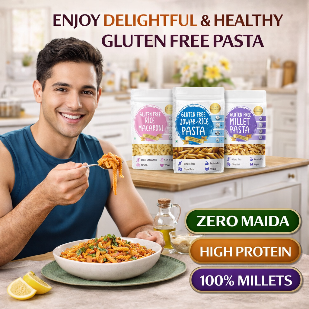 Gluten Free Pasta Treat 600 gms( Jowar & Rice Penne+ Rice Macaroni + Multimillet Fusilli)