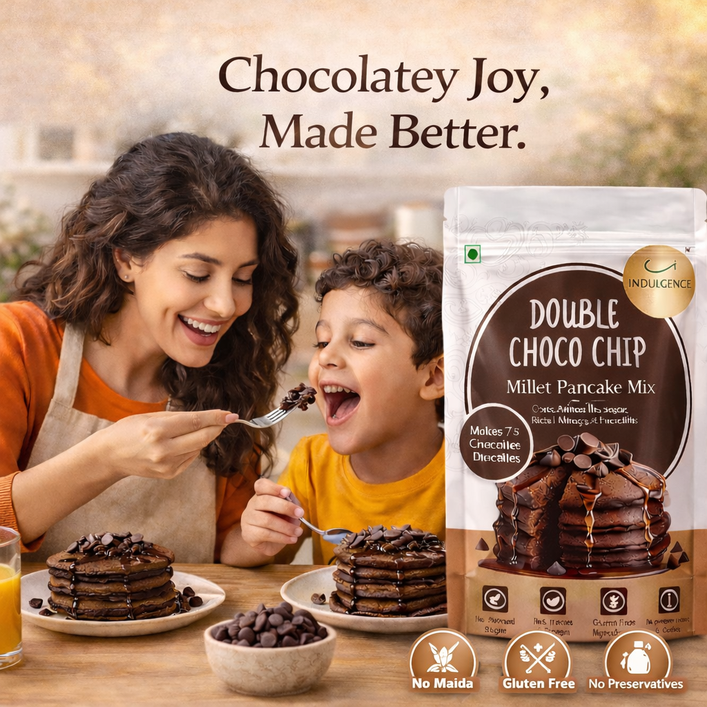 KIDS CELEBRATION PACK - No Maida Foxtail Millet Hakka Noodles + No Maida Jowar Millet Macaroni+Dark Chocolate Millet Muesli+ No Maida Double Choco Chip Millet Pancake Mix. High protein, High Fibre