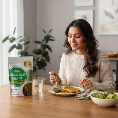 High Protein Breakfast buffet Combo | Zero Added Sugar Muesli+ Double Chocochip Pancake Mix +Millet Dosa Mix + Moong Sprouts & Jowar Chilla Mix +Oats Protein Upma | No Preservatives