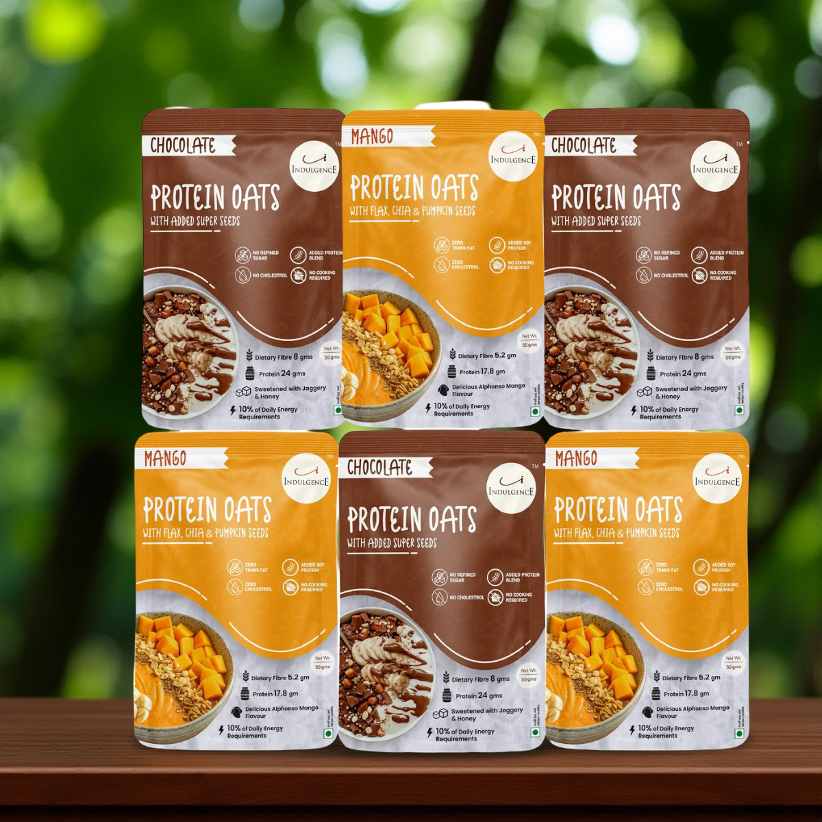 High Protein Oats with Super Seeds, Chocolate & Mango Flavour, pack of 6( 300 gms)