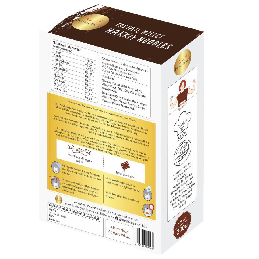 Foxtail Millet Hakka Noodles +Multimillet hakka noodles Pack of 2(400 Gms)