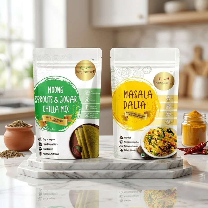 Healthy Breakfast Combo-Moong sprouts & Jowar Chilla + Masala Dalia Mix