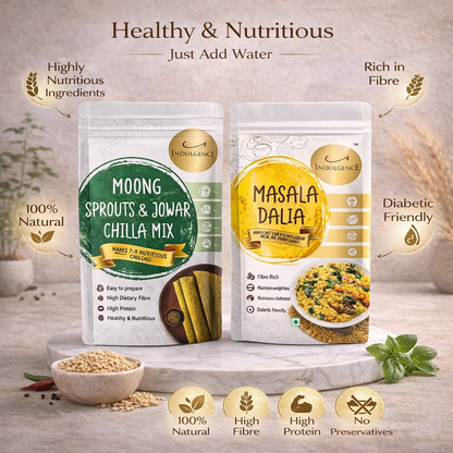 Healthy Breakfast Combo| Moong sprouts & Jowar Chilla  + Masala Dalia Mix
