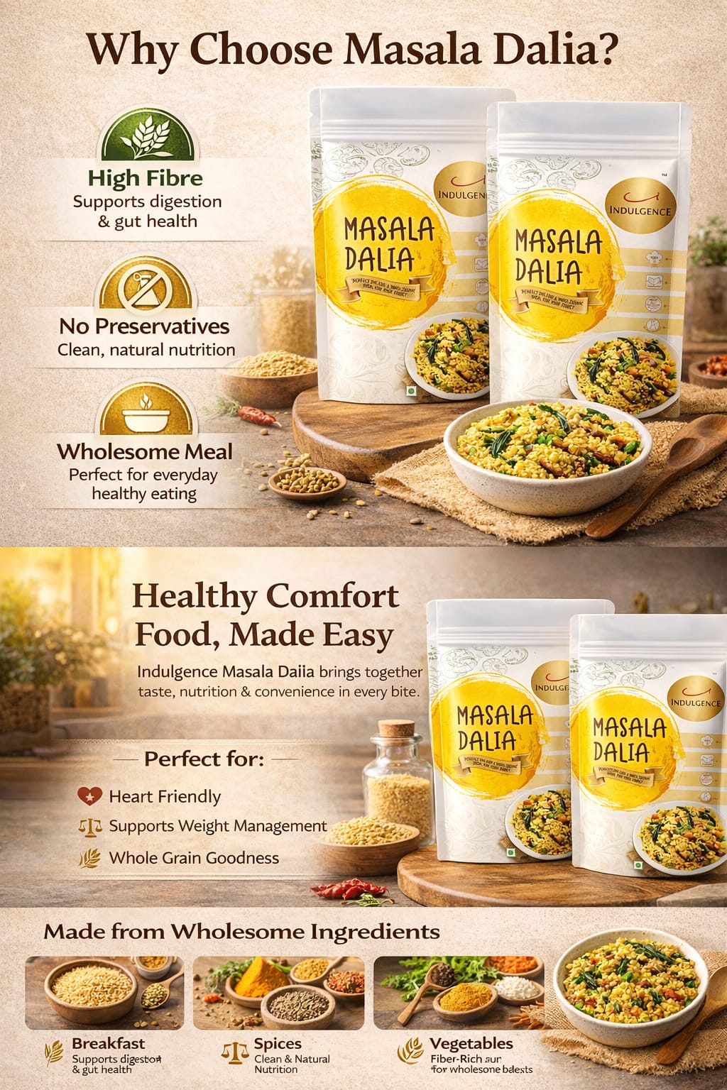 Masala Dalia Mix| High Fibre | No Preservatives