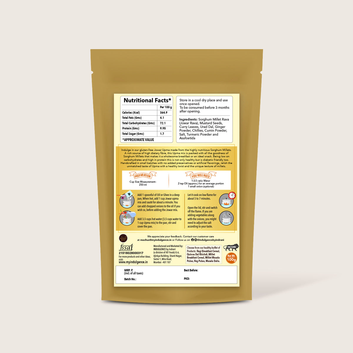 Gluten Free Jowar Upma Mix