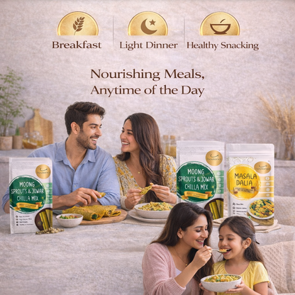 Healthy Breakfast Combo| Moong sprouts & Jowar Chilla  + Masala Dalia Mix