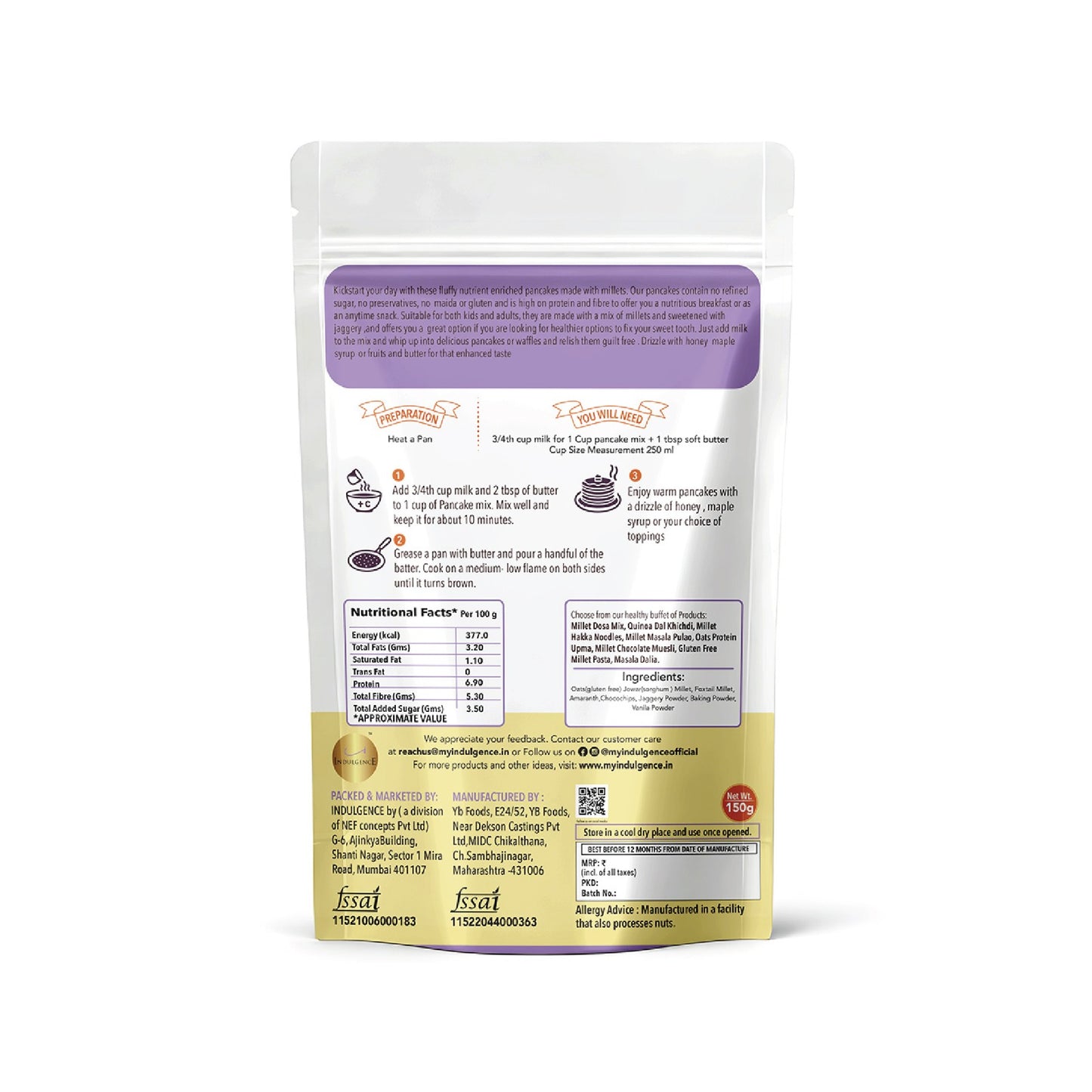 Vanilla Chocochip Millet Pancake Mix