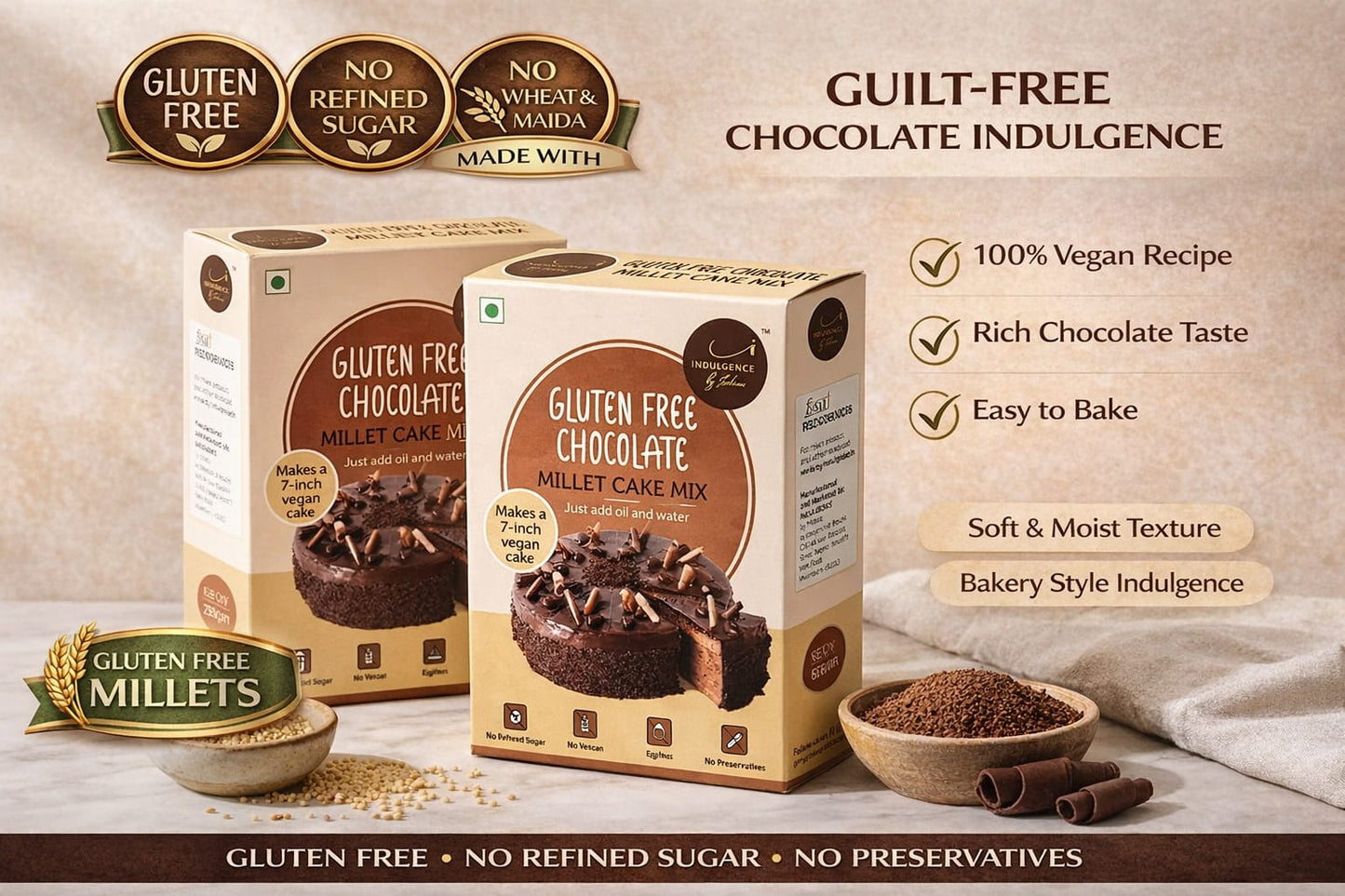 Ragi Chocolate Cake + Gluten Free Chocolate Millet Cake Mix