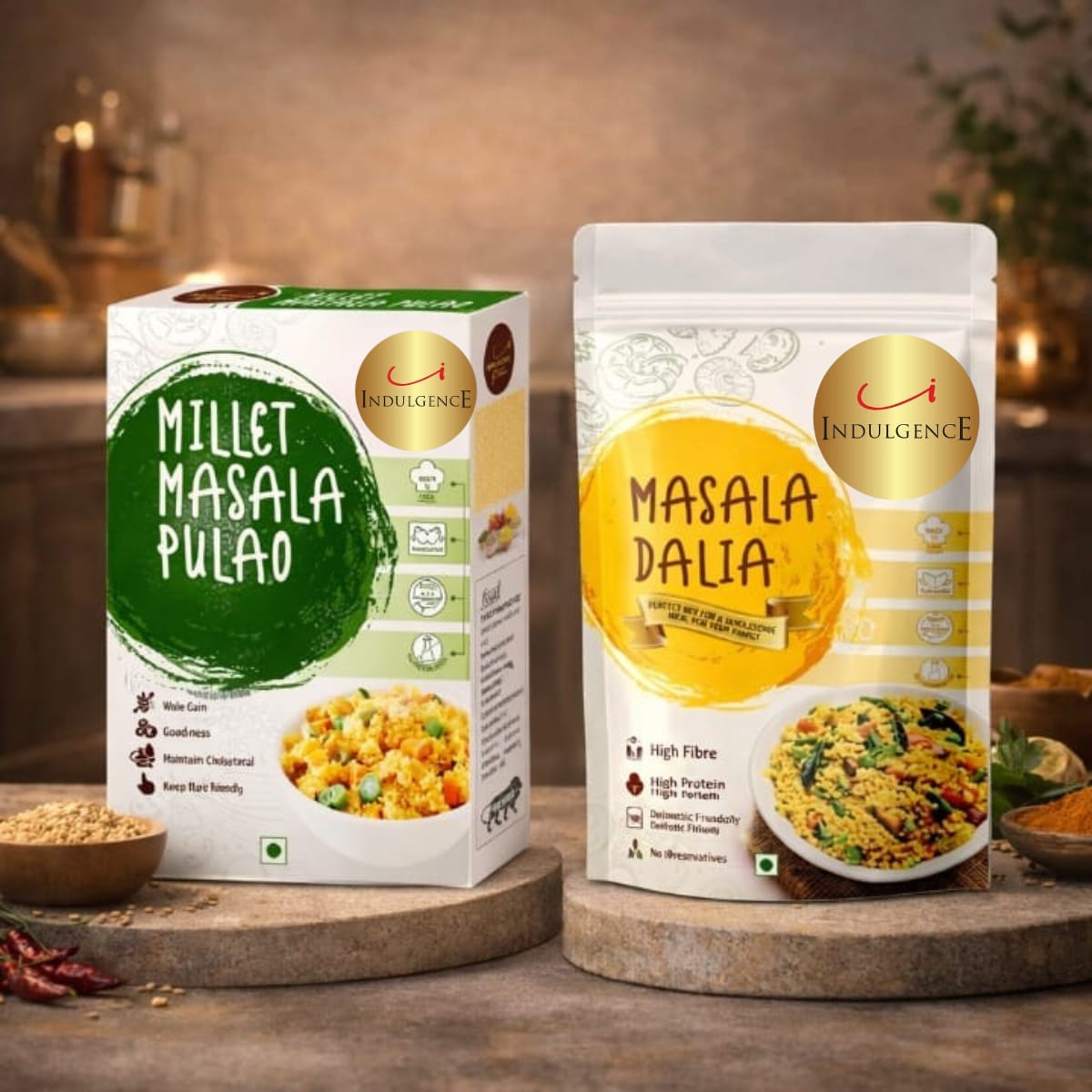 Millet Masala Pulao + Masala Dalia Mix Combo |High Fibre| No Preservatives |