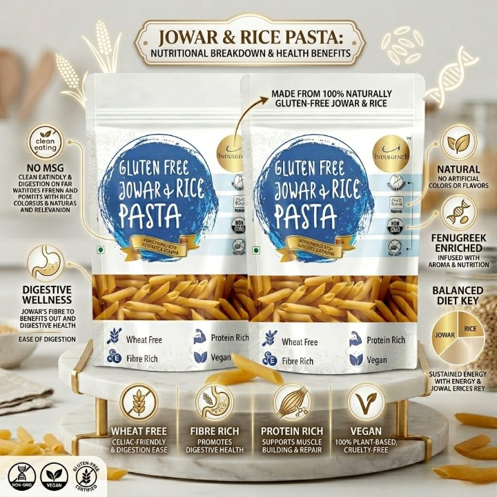 Gluten Free Jowar and Rice Penne Pasta |No Maida |No Wheat | High Fibre | Vegan