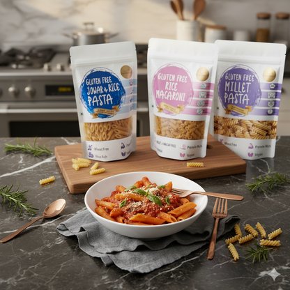 Gluten Free Pasta Treat 600 gms( Jowar & Rice Penne+ Rice Macaroni + Multimillet Fusilli)