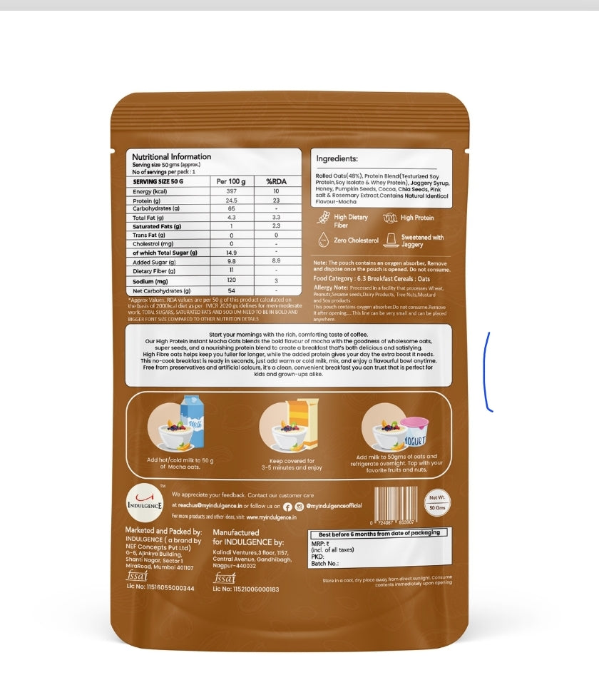 Mocha Protein Oats with Super Seeds| 24g Protein| Sweetened with Jaggery & Honey|No preservatives