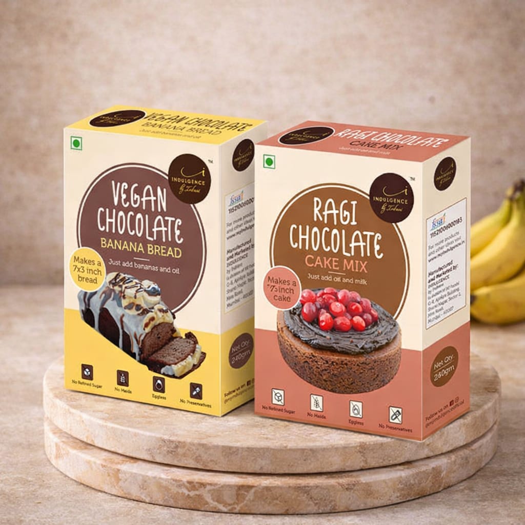 Ragi Chocolate Cake Mix + Vegan Chocolate Banana Bread Mix  Combo Pack of 2 | No Maida | No Refined Sugar | No Preservatives
