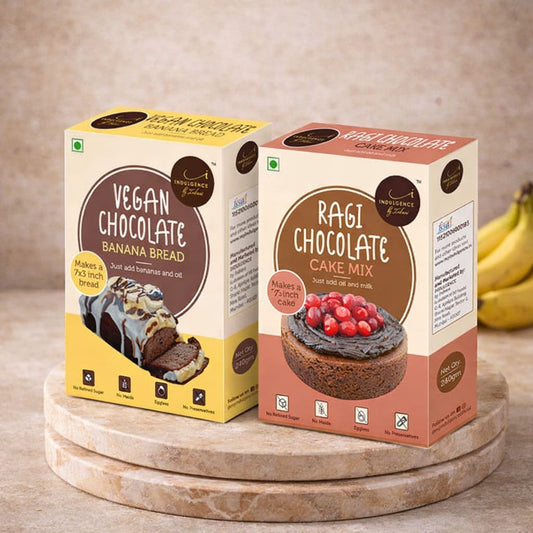 Ragi Chocolate Cake Mix + Vegan Chocolate Banana Bread Mix  Combo Pack of 2-No Maida ,No Refined Sugar, No Preservatives
