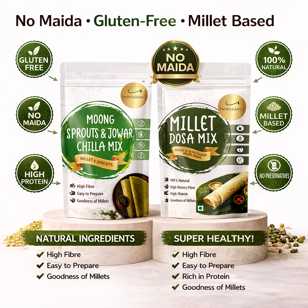 High Protein Breakfast buffet Combo | Zero Added Sugar Muesli+ Double Chocochip Pancake Mix +Millet Dosa Mix + Moong Sprouts & Jowar Chilla Mix +Oats Protein Upma | No Preservatives
