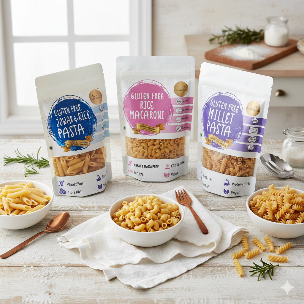 Gluten Free Pasta Treat 600 gms( Jowar & Rice Penne+ Rice Macaroni + Multimillet Fusilli)