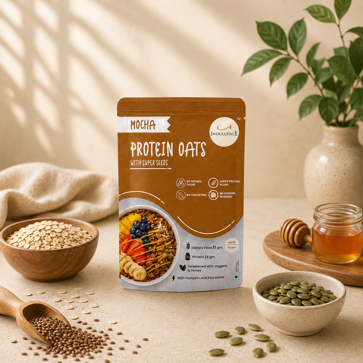 Mocha Protein Oats with Super Seeds| 24g Protein| Sweetened with Jaggery & Honey|No preservatives