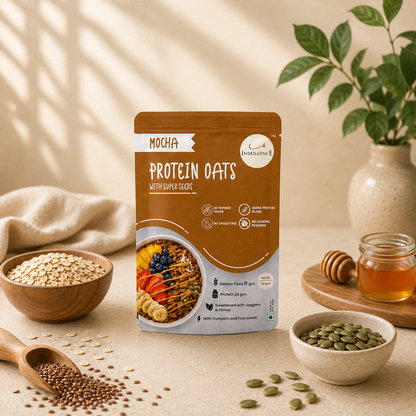 Mocha Protein Oats with Super Seeds| 24g Protein| Sweetened with Jaggery & Honey|No preservatives
