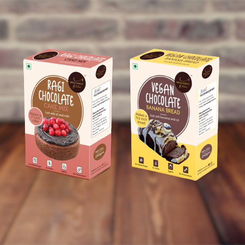 Ragi Chocolate Cake Mix + Vegan Chocolate Banana Bread Mix 500 gms(No Maida Cake Mix)