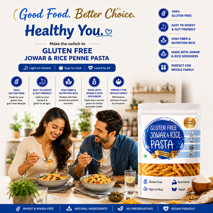Gluten Free Jowar and Rice Penne Pasta