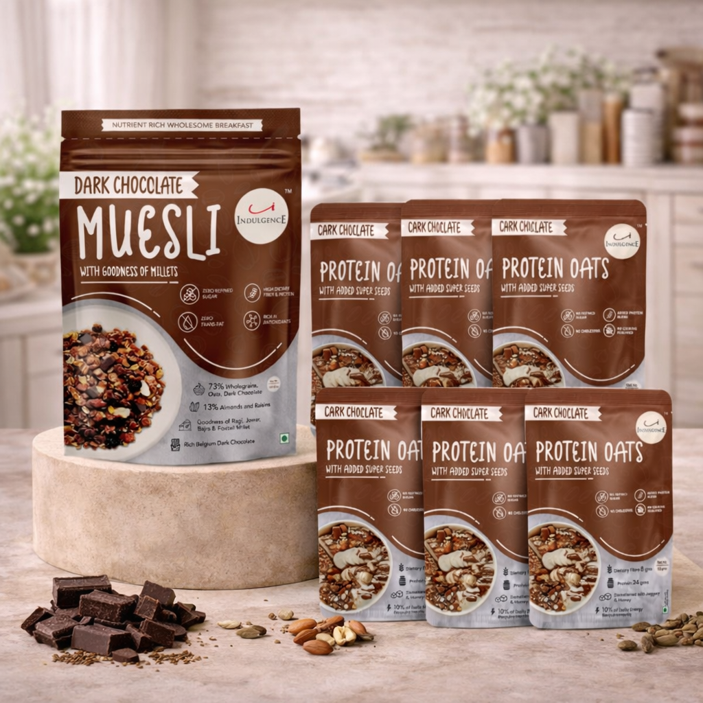 High Protein Chocolate Cereal Combo- Dark Chocolate Millet Muesli & Chocolate Protein Oats image 1
