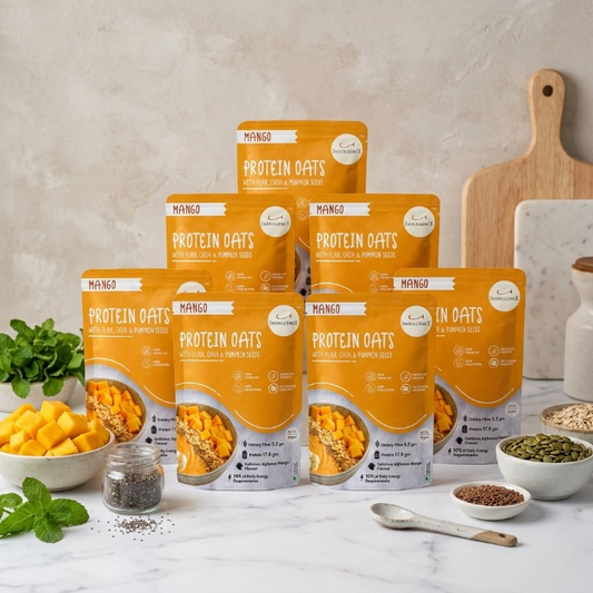 Mango Protein Oats with Flax, Chia & Pumpkin Seeds, High Protein, No Refined Sugar, (50 g x Pack of 7)