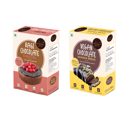 Ragi Chocolate Cake Mix + Vegan Chocolate Banana Bread Mix 500 gms(No Maida Cake Mix)