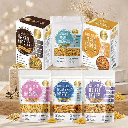 Wok to Pasta Celebration Pack- Millet Hakka Noodles & Pasta - High Fibre, High Protein,Zero Maida , Zero MSG, No Preservatives